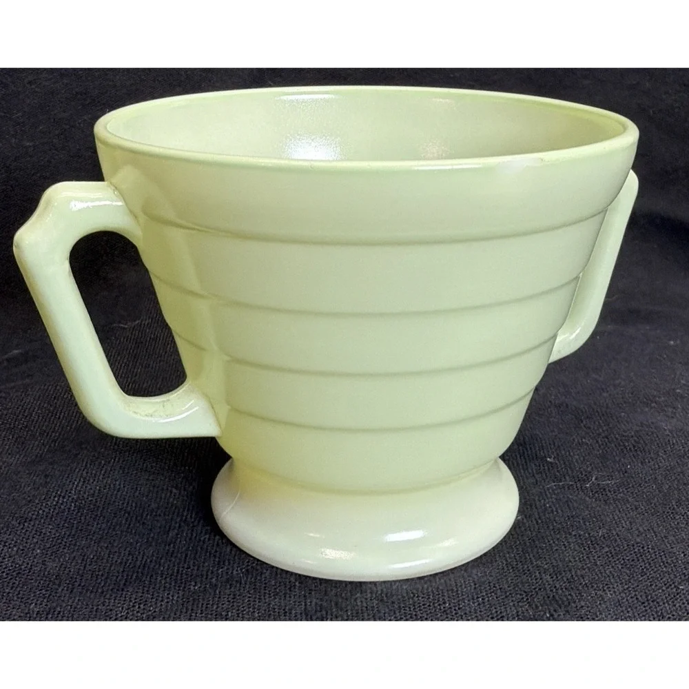 3 Hazel Atlas Moderntone Platonite Pastel green open sugar Bowl Dual Handle